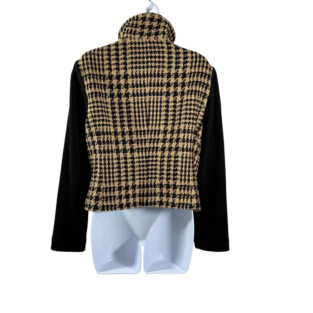 Vintage Emil Rutenburg Womens Houndstooth Cardigan Jacket Black & Camel Size L - Picture 4 of 16